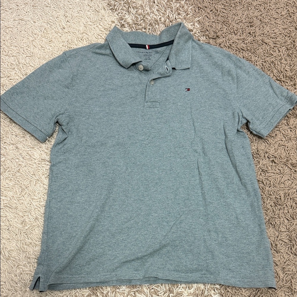 USED Tommy Hilfiger boy Gray Polo Shirt for boy L 12-14